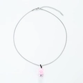 Close-up of pink resin gummy bear pendant with silver snake chain and lobster clasp - Dark Pink (Silver Snake Chain)