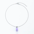 Purple resin bear pendant necklace with silver snake chain for women jewelry - Purple (Silver Snake Chain)