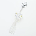 Elegant butterfly crystal keychain with shimmering tassels and silver lobster clasp - Silver