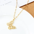 Elegant 18K gold plated stainless steel butterfly pendant necklace with cubic zirconia - Rectangular Gem Pave Butterfly (Style D)
