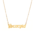 Goudkleurige roestvrijstalen ketting met Scorpio-hanger in sierlijke letters voor dames - Schorpioen