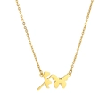 Detailansicht der 18K vergoldeten Kette mit Mädchen-Silhouette und Schmetterling-Anhänger - Buchstabe X