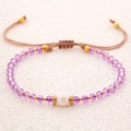 Facettiertes lila Kristallperlen-Armband mit Süßwasserperle und verstellbarer Kordel - Lila