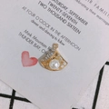 14K vergoldeter Fächeranhänger mit funkelnden Strasssteinen und einer weißen Perle - Fächer Strass Künstliche Perle Stil (Nur Anhänger (Ohne Kette)) / 21*21mm