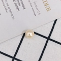 Perla redonda crema con medio taladro para creación de joyas y tocados de pelo - Beige