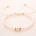 Handgefertigtes Armband aus rosa Kristallperlen mit Süßwasserperle und verstellbarer Kordel - Rosa