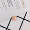 Perla esférica naranja melocotón de medio agujero con acabado de espejo para joyería artesanal - Naranja