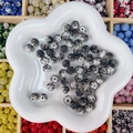 Perles disco en terre cuite noir et blanc serties de strass pour la création de bijoux - Rond (10mm) / Dégradé noir