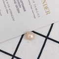 Perla redonda semiperforada rosa melocotón brillante para joyería y accesorios de pelo - Rosa melocotón