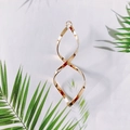 Golden double helix twisted geometric pendant with polished finish on white background - Gold Spiral Pendant (63mm)
