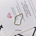 Close-up of golden irregular wave metal pendant frame with 33x22mm size marker - Gold Irregular Wave Ring (5)