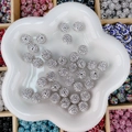 Perle pavée de strass argentés avec grand trou pour la création de bijoux DIY et artisanat - Rond (12mm) / Blanc Brillant