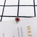 Red rhinestone flower pendant with silver loop for DIY jewelry making and craft - Red-Silver