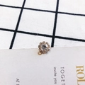 Gold round sunflower rhinestone jewelry pendant with small hanging loop for DIY making - White-Gold