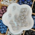 Perles boule cristal argentées avec strass pavés pour création de bijoux DIY et artisanat - Rond (16mm) / Blanc Brillant