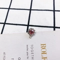 Silver round sunflower pendant with pink faceted crystal and white rhinestones - Pink-Silver