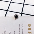 Silver round pendant with black center stone and sparkling rhinestones for DIY - Black-Silver