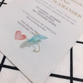 Detail of DIY mini umbrella charm with blue transparent canopy and white pearl accent - Sky Blue Gradient With Pearl (5#)