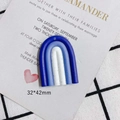 Macro detail of U-shaped rainbow resin DIY accessory with 32x42mm size markings - Blue White Gradient Speckled Style (8#)