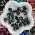 Perles boule disco noires pavées de cristaux pour la création de bijoux DIY - Rond (16mm) / Noir Étoilé
