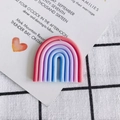 Macro detail of a colorful rainbow resin charm for DIY jewelry making on a white card - Red Purple Blue Three-Color U-Shape Style (15#)