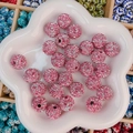 Perle Shamballa rose avec strass brillants pour la fabrication de bijoux faits main - Style Ciel Étoilé Rond / 16mm / Rose Blanc