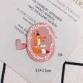 Detailed view of pink acrylic fox pendant with floral frame, measuring 43x31mm - Pink Fox With Hat Oval Style