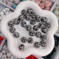 Perles Shamballa noir et blanc avec strass pour création de bijoux artisanaux - Style Ciel Étoilé Rond / 16mm / Noir Champagne Blanc