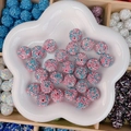 Perles roses avec strass bleus et clairs pour la fabrication de bijoux et bracelets - Style Ciel Étoilé Rond / 16mm / Rose Bleu Blanc