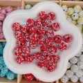 Perles disco 10mm en strass rouge pour bijoux DIY dans un plat en céramique blanc - Style Ciel Étoilé Rond / 16mm / Rouge & Blanc