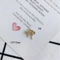 Macro de colgante lazo dorado 15x15mm con pedrería de cristal para creación de joyas - Estilo de Lazo Pavé de Strass (9#)