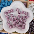 Perle en cristal strass rose et argent pour bijoux faits main bracelets DIY - Style Rond à Larges Rayures / 16mm / Violet