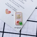 Pendente rettangolare in resina 17x32mm con fiori essiccati e dettaglio farfalla oro - Stile Farfalla d'Oro Rettangolo Rosa Chiaro (7#)