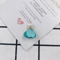 Détail de pendentif fleur en soie bleu canard avec calotte dorée et perle pour DIY - 1# Bleu Lac