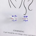 Macro detail of handmade clear glass beads with blue and pink 3D dots for DIY jewelry - 1# Transparent 3D Polka Dot (Large)