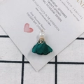 Macro shot of elegant dark green fabric flower pendant with pearl and gold metal holder - 9# Dark Green