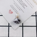Elegant grey fabric flower pendant with a pearl detail for DIY earring making - Grey