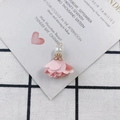 Detail of DIY floral fabric charm with white faux pearl and golden metal cap - 13# Pale Pink