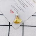Detail of yellow fabric floral pendant with white pearl and gold metal ring for DIY jewelry - 14# Bright Yellow