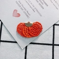 Detailed view of an orange fan-shaped lace pendant with a golden metal ring for DIY jewelry - 1# Bright Orange
