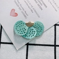 Close-up of mint green fan-shaped fabric pendant with gold clasp for DIY jewelry - 2# Mint Green