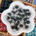 Perles en strass noir et gris étincelants pour la création de bijoux faits main - Style Dégradé Rond / 16mm / Noir & Blanc