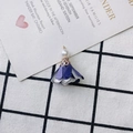 Detail of fabric flower charm with purple petals, gold metal cap, and white pearl bead - Purple Gradient Style (1#)