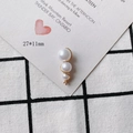 Detail of 27x11mm pearl pendant with golden spiral wire wrap for DIY jewelry making - Three-bead Vertical Spiral Winding Style (1#)