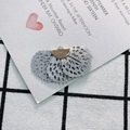 Macro detail of fan-shaped embroidery fabric charm with golden metal cap for DIY jewelry - 12# Silver Gray