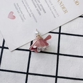 Close-up of pink and white fabric flower pendant with a pearl for DIY jewelry making - Pink White Layered Style (4#)
