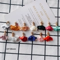 DIY fabric rose flower charms for jewelry making, multi-colored petals with gold metal caps - Mixed