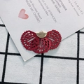 Close-up of wine red fan-shaped lace pendant charm with golden metal loop for DIY crafts - 13# Wine Red
