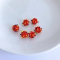Set of six red handmade glass beads with 3D yellow dots for DIY jewelry making - 3# Red 3D Polka Dot (Small)
