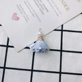 Close-up of light blue fabric flower pendant with white pearl and gold wire for DIY jewelry - Light Blue Petal Style (5#)